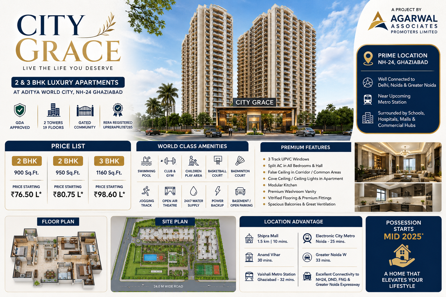 City Grace Ghaziabad – Luxury 2 & 3 BHK Apartments in Aditya World City NH-24