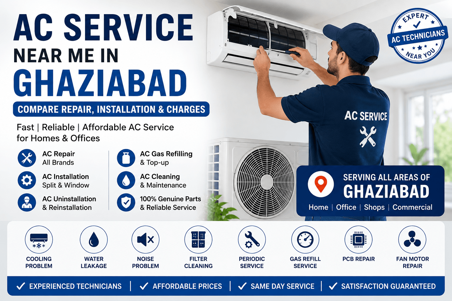 AC Service Near Me in Ghaziabad – Compare Repair, Installation & Charges