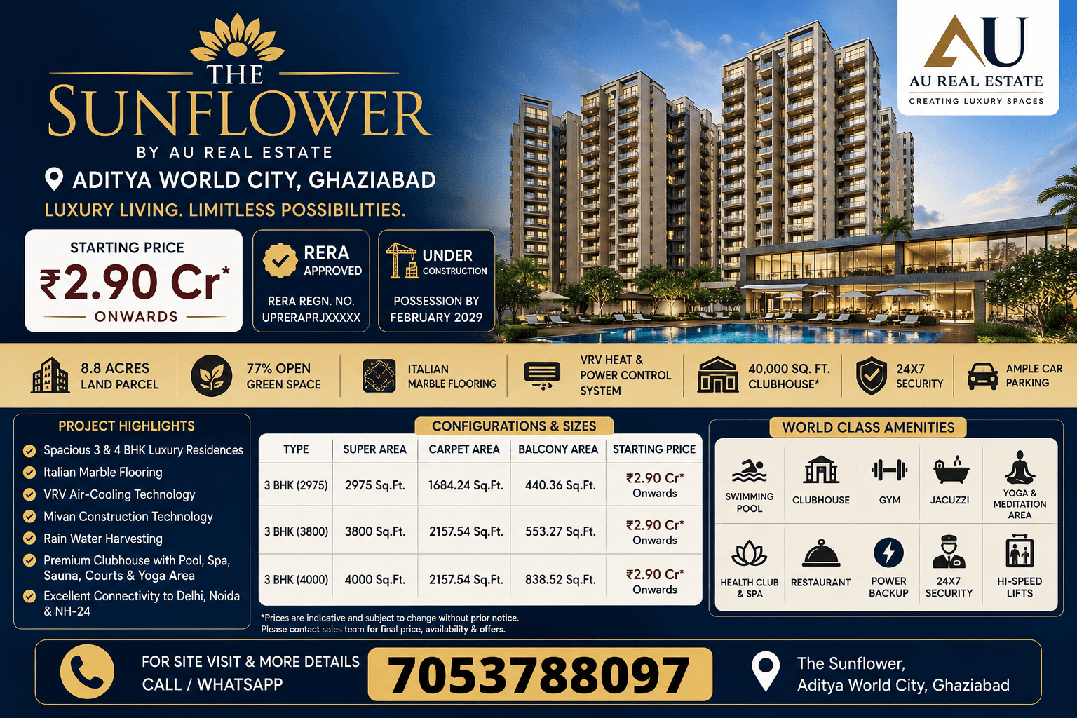 The Sunflower Ghaziabad 3 BHK Flats in Aditya World City