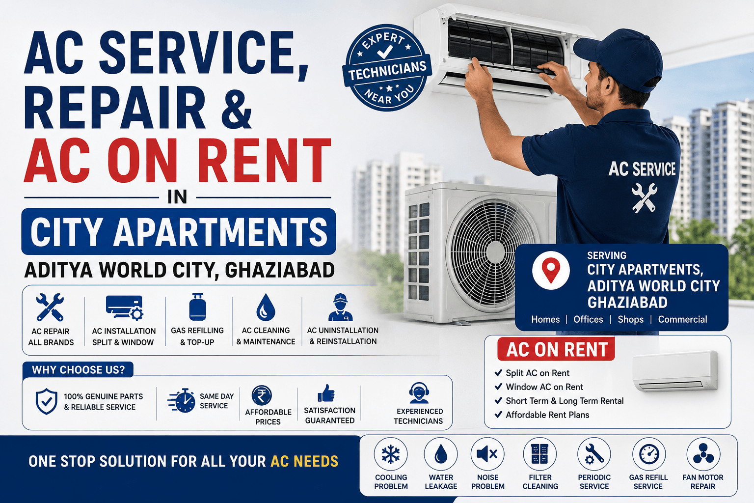 AC Service, Repair & AC on Rent in City Apartments Aditya World City Ghaziabad
