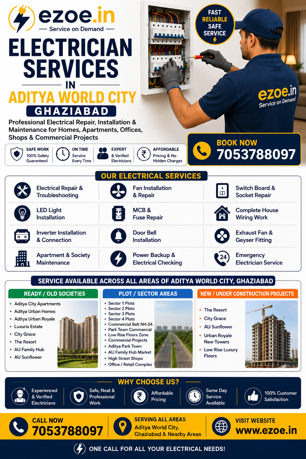Electrician Services in Aditya World City Ghaziabad | Electrical Repair & Maintenance