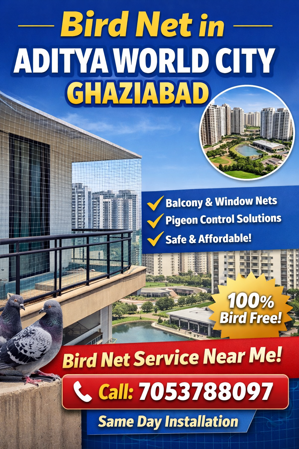 Balcony Bird Net Near Me in Aditya World City Ghaziabad | Kabootar Jali Service